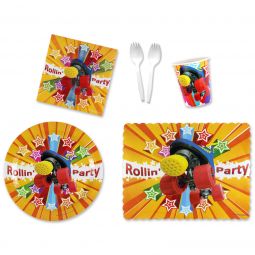 Rollin' Party Place Setting Kit - 7 Inch Plates with Placemats and Sporks