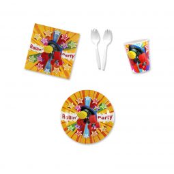 Rollin' Party Place Setting Kit - 7 Inch Plates with Sporks