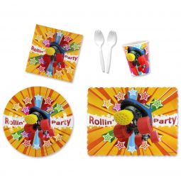 Rollin' Party Place Setting Kit - 9 Inch Plates with Placemats and Sporks
