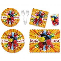 Rollin' Party Place Setting Kit - 7 & 9 Inch Plates with Placemats and Sporks