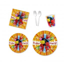 Rollin' Party Place Setting Kit - 7 & 9 Inch Plates with Sporks