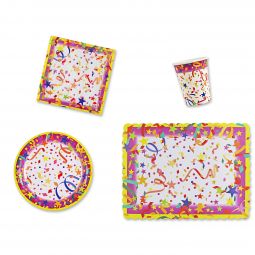 Confetti Party Place Setting Kit - 7 Inch Plates with Placemats