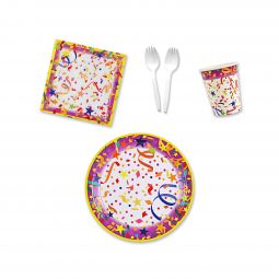Confetti Party Place Setting Kit - 9 Inch Plates with Sporks
