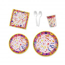 Confetti Party Place Setting Kit - 7 & 9 Inch Plates with Sporks