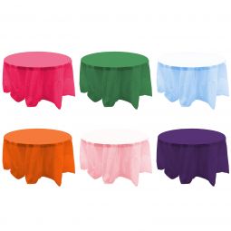 Solid Color Round Table Cover - 84 Inch