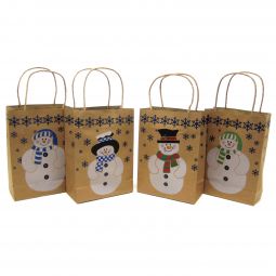 Paper Snowman Gift Bags - 12 Count