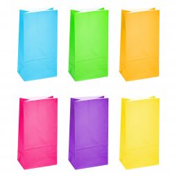 Bright Neon Paper Treat Bags - 12 Count
