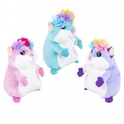 Plush Hamster with Flowers - 7 Inch - Assorted Colors