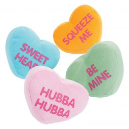 Plush Candy Hearts - 4 Inch - 12 Count