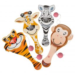 Zoo Animal Paddle Ball Games - 12 Count