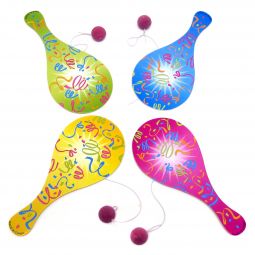 Neon Paddle Ball Games - 12 Count