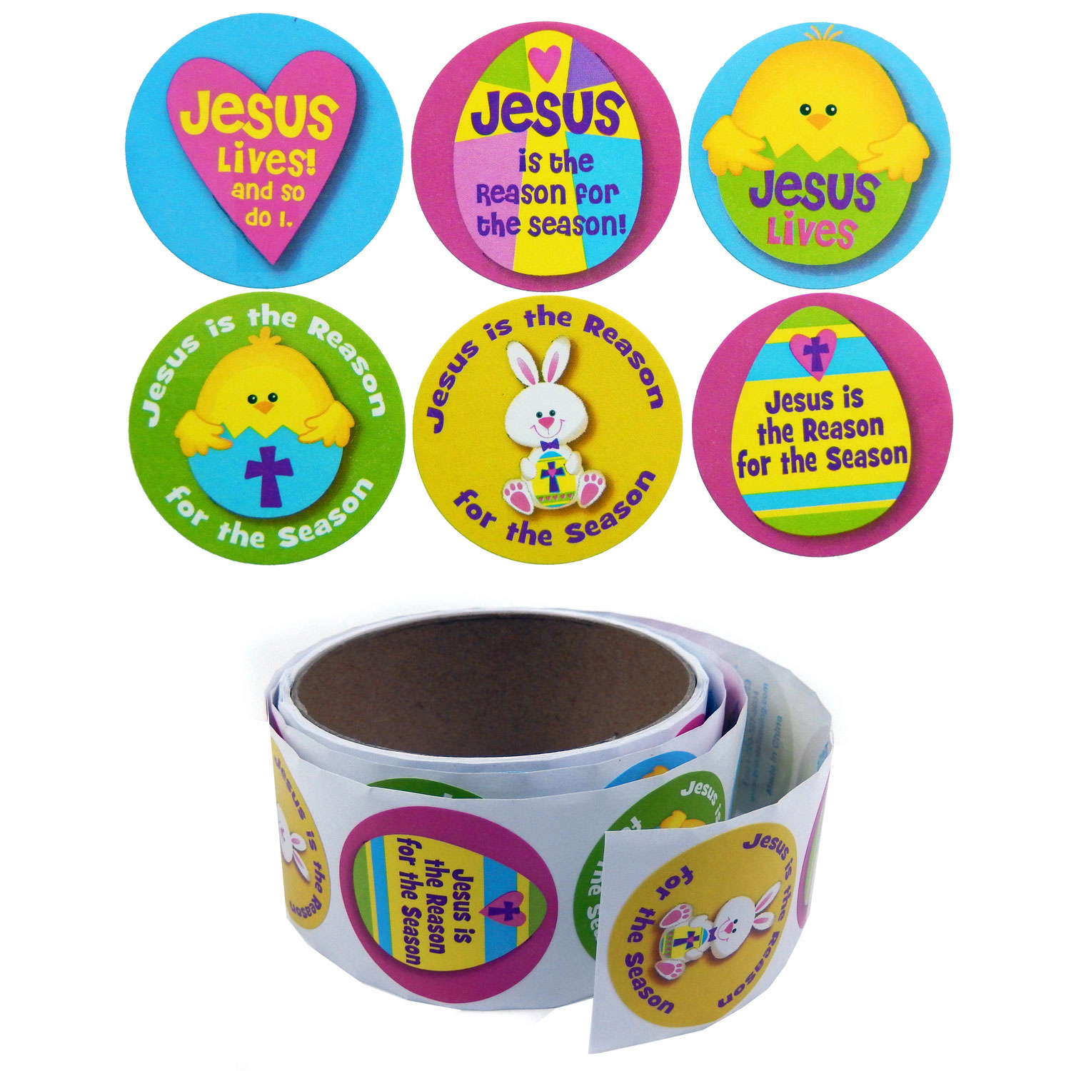 Religious Easter Stickers Roll 100 Count Rebecca s Toys Prizes