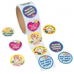 Religious Prayer Stickers Roll - 100 Count