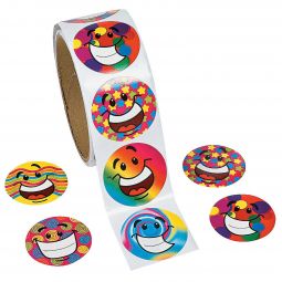 Smiley Stickers Roll - 100 Count