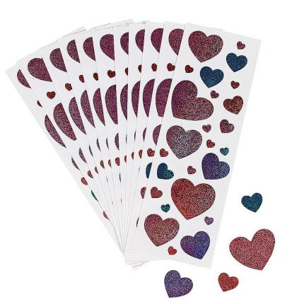 Glitter Heart Stickers 2 Sheets 