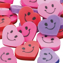 Smiley Heart Erasers - 144 Count