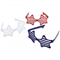 Red, White & Blue Star Slotted Glasses - 12 Count