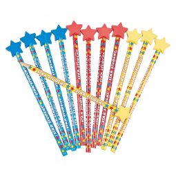 Star Student Pencils with Star Topper Eraser - 12 Count