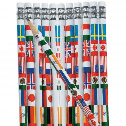 Multicultural Flag Pencils - 24 Count