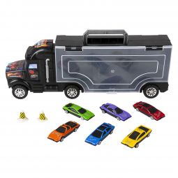 Plastic Car Carrier with Die-cast Cars - 9 Piece Set